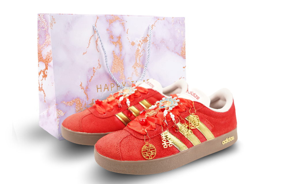 Adidas VL COURT 2.0 Low Top Skateboard Shoes Unisex Red Gold