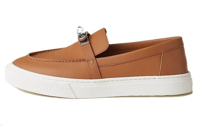 HERMES Calfskin Women's Casual Shoes Women's Khaki, Black
