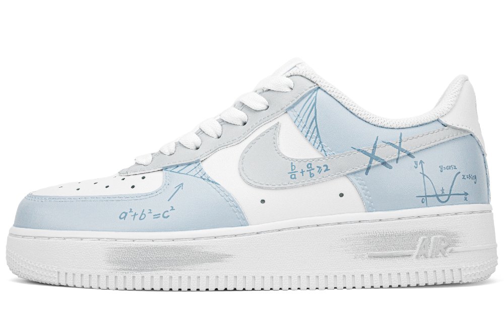 Nike Air Force 1 Anti Slip Wear Resistant Low Top Skateboard Shoes Women's White Blue