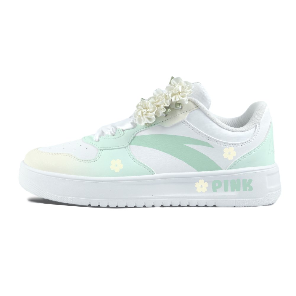Anta Relaxed Slip Resistant Abrasion Resistant Shock Absorbers Low Top Skateboard Shoes Unisex White Green