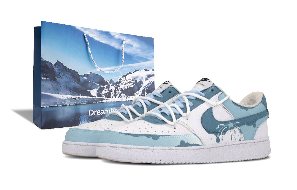 Nike Court Vision 1 Nebula Abrasion Resistant Low Top Skateboard Shoes Men's Blue White