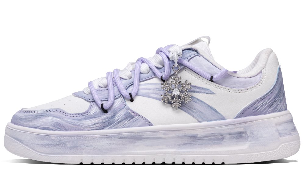 Anta Relaxed Slip Resistant Cushioning Abrasion Resistant Low Top Skateboard Shoes Women's White Purple