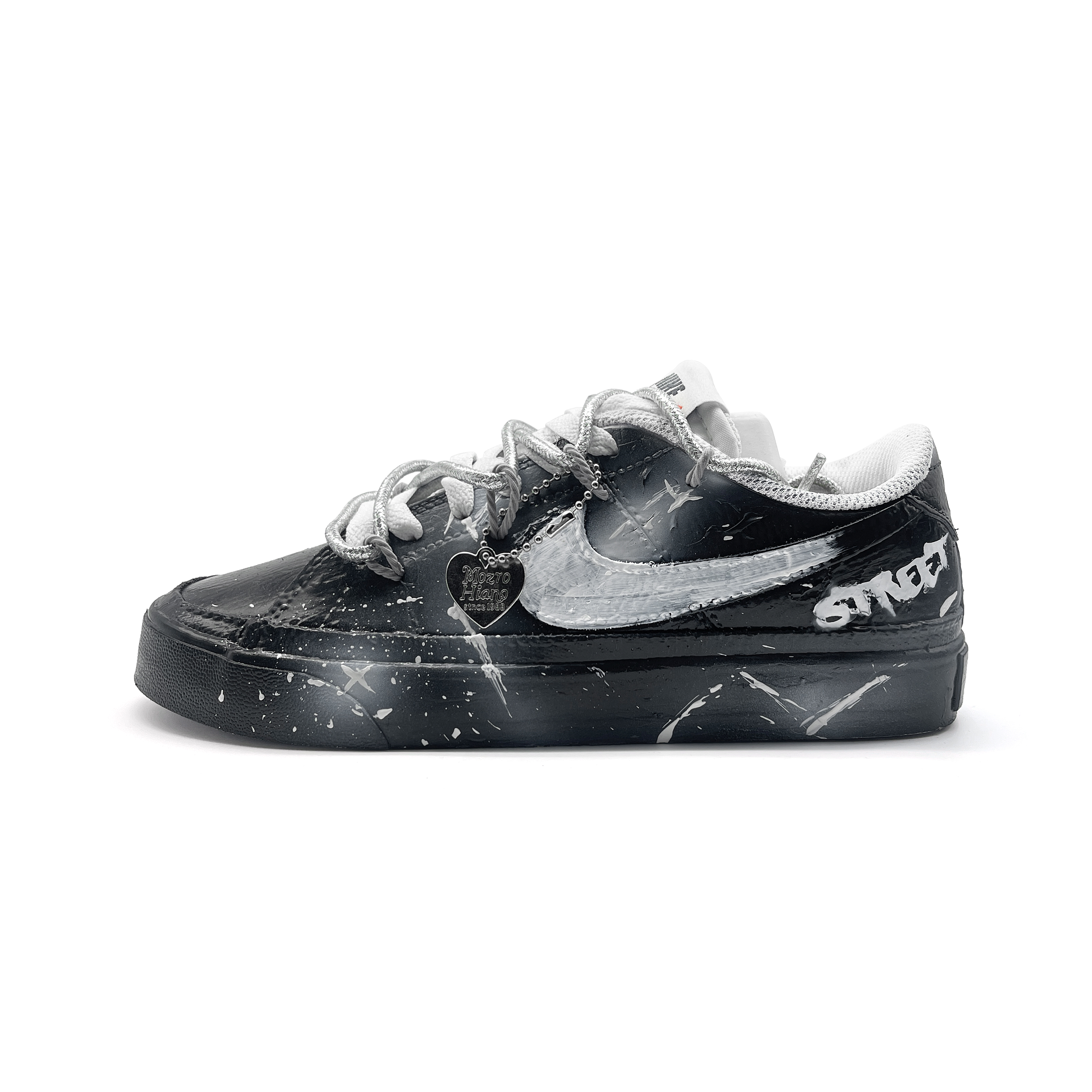 Nike Court Royale Love Star Cushioning Low top Skateboard Shoes Unisex Black White Silver