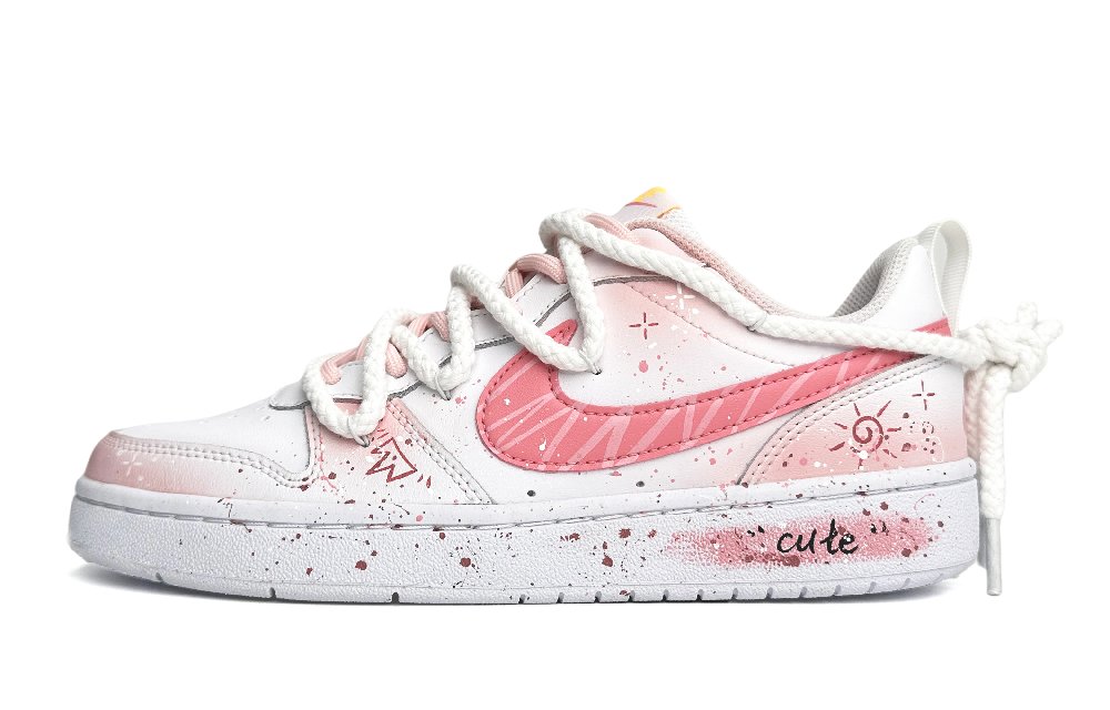 Nike Court Borough Skateboard Shoes Women's Low-Top Pink White