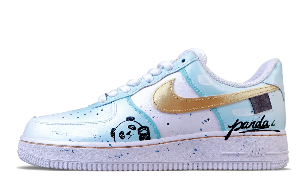Nike Air Force 1 Low LE Air Force 1 Low-Top Skateboard Shoes GS Blue Gold
