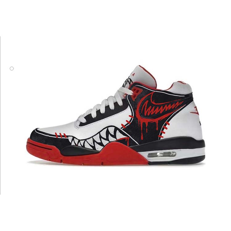 Nike Flight Legacy Slip-Resistant Mid-Top Vintage Basketball Shoes Unisex Black Red