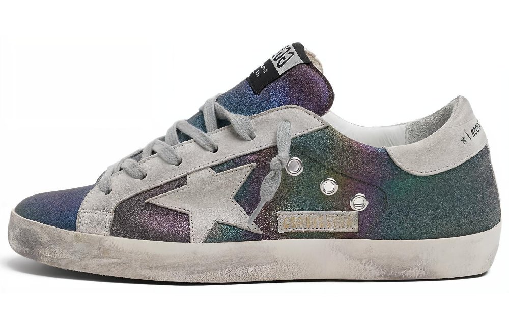 Golden Goose Super-Star Stylish Skateboarding Shoes Women's Rainbow Blue