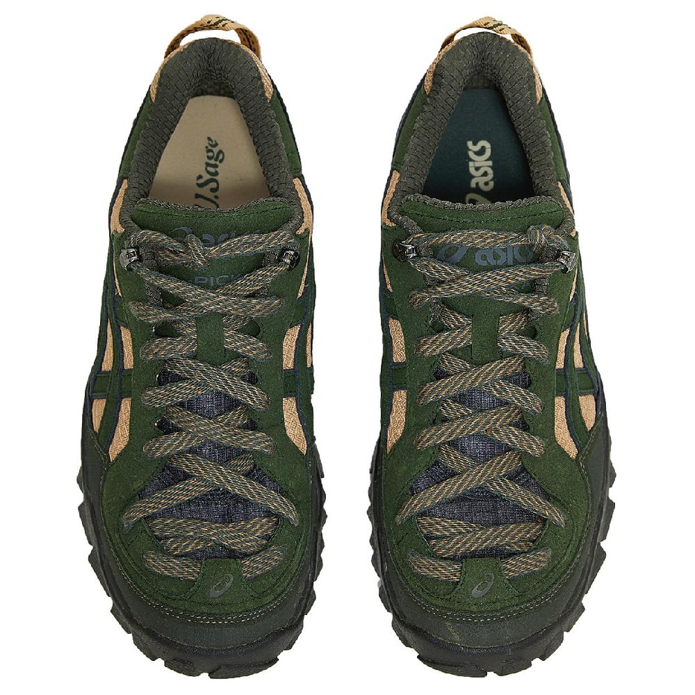 U.Sage Asics GEL-PICKAX Anti-Slip Wear-Resistant Low-Top Outdoor Shoes Unisex Black Green