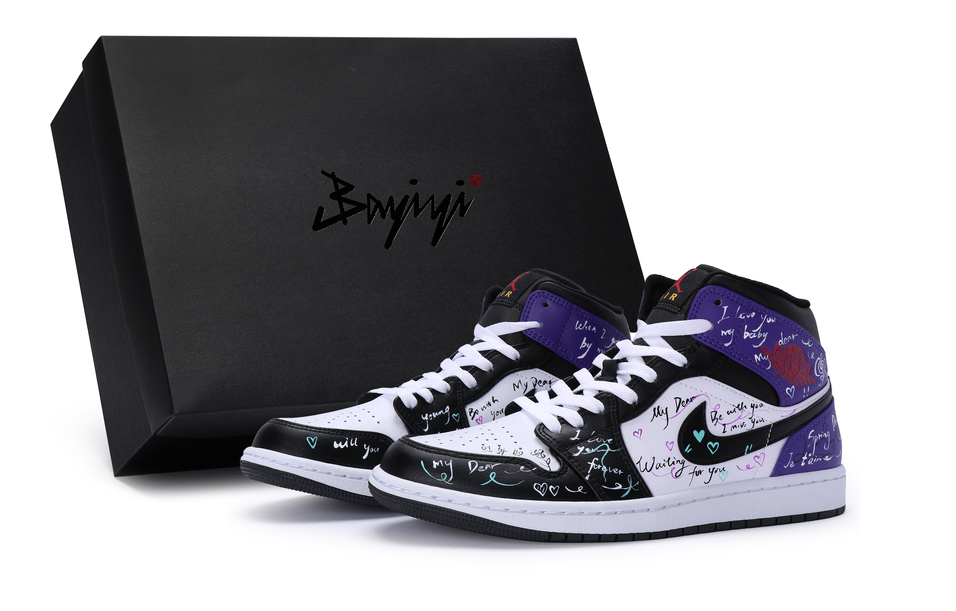 Jordan Air Jordan 1 Vintage Basketball Shoes Women's High top Black/Purple