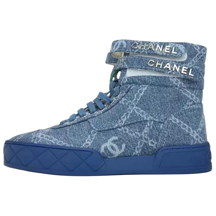 CHANEL High Top Skateboard Shoes Women's Blue