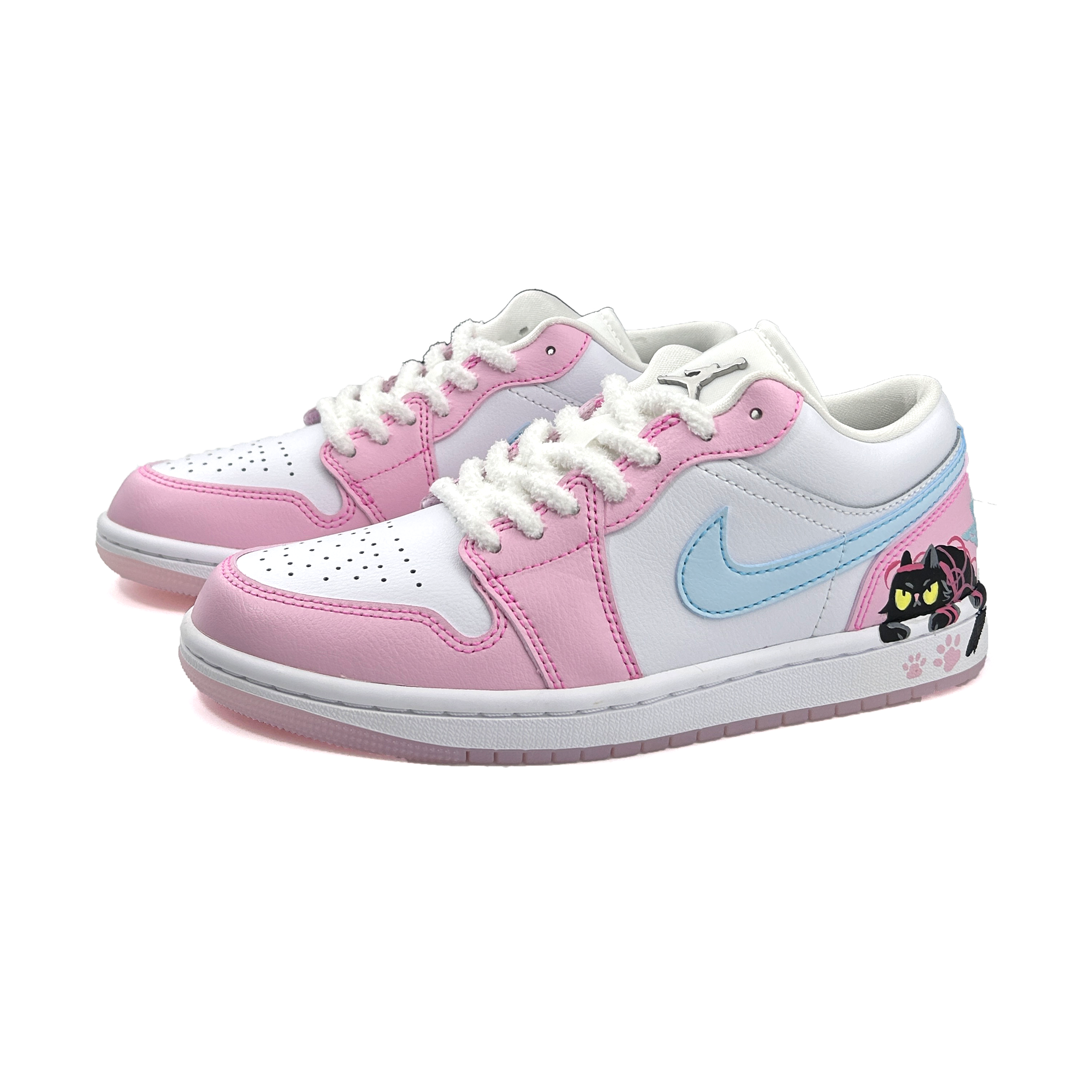 Jordan Air Jordan 1 Woolen Kitten Low Top Vintage Basketball Shoes Unisex White Blue Pink купить в интернет-магазине Yoocart с быстрой доставкой по России.