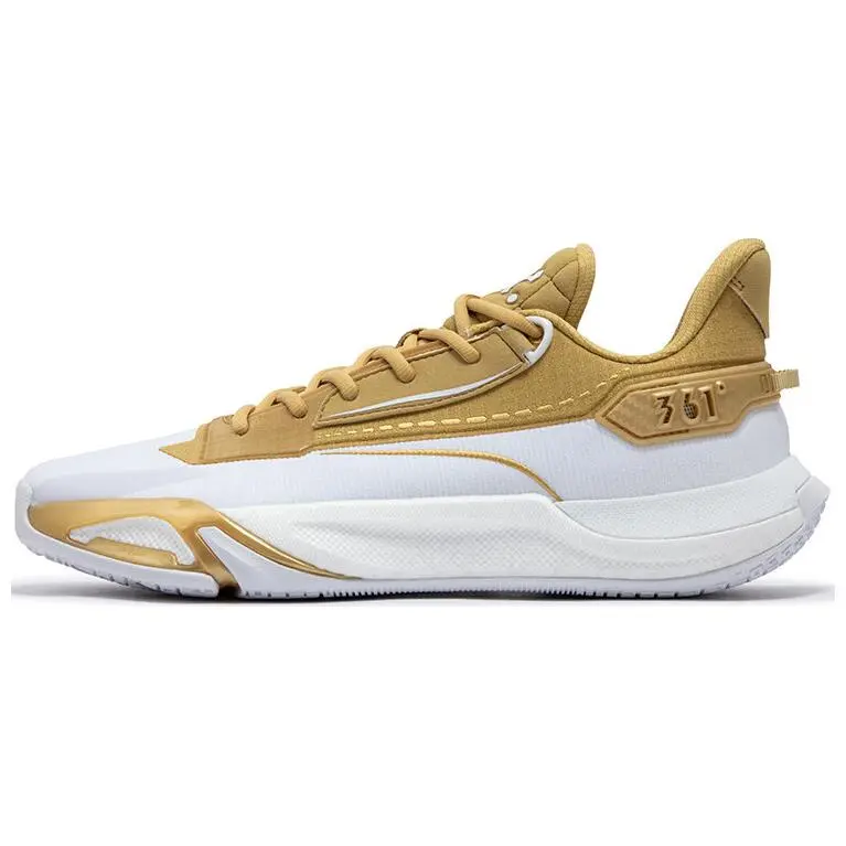 361° Wear-Resistant Slip-Resistant Low-Top Basketball Shoes Men's White Yellow
