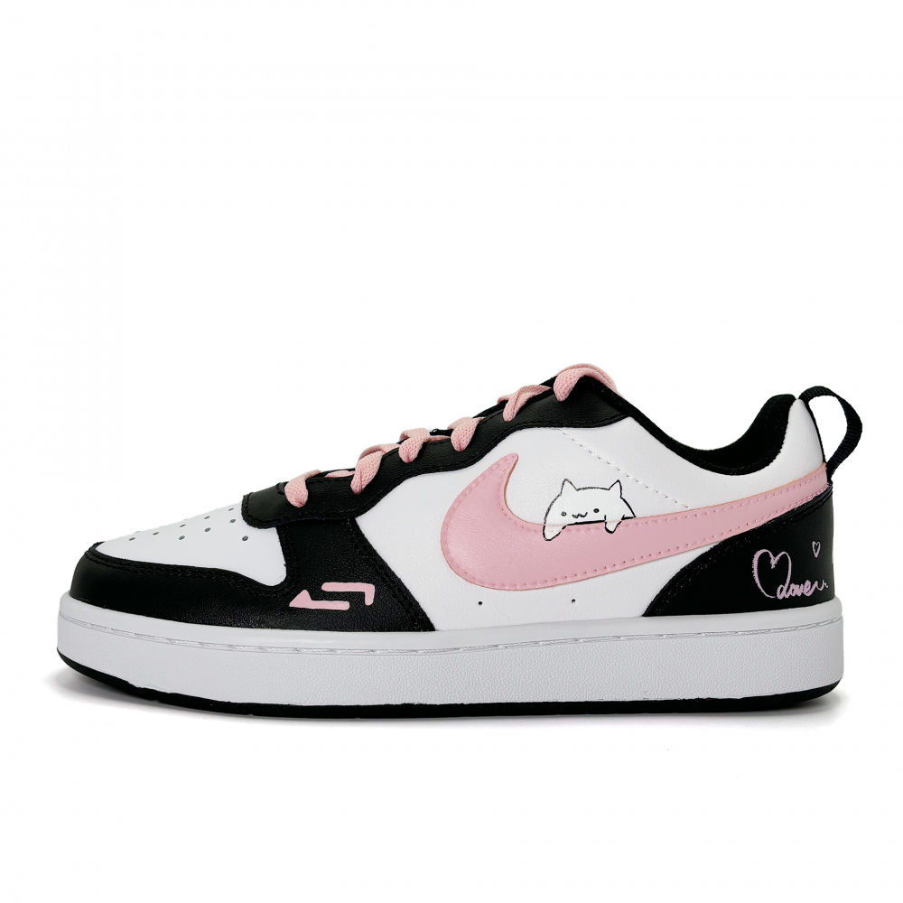 Nike Court Borough 2 Slip Resistant, Abrasion Resistant, Lightweight Low Top Skateboard Shoes GS Black Pink White