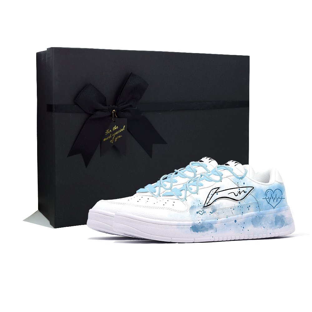 LiNing Lightweight And Breathable Low top Skateboard Shoes Men's White Blue