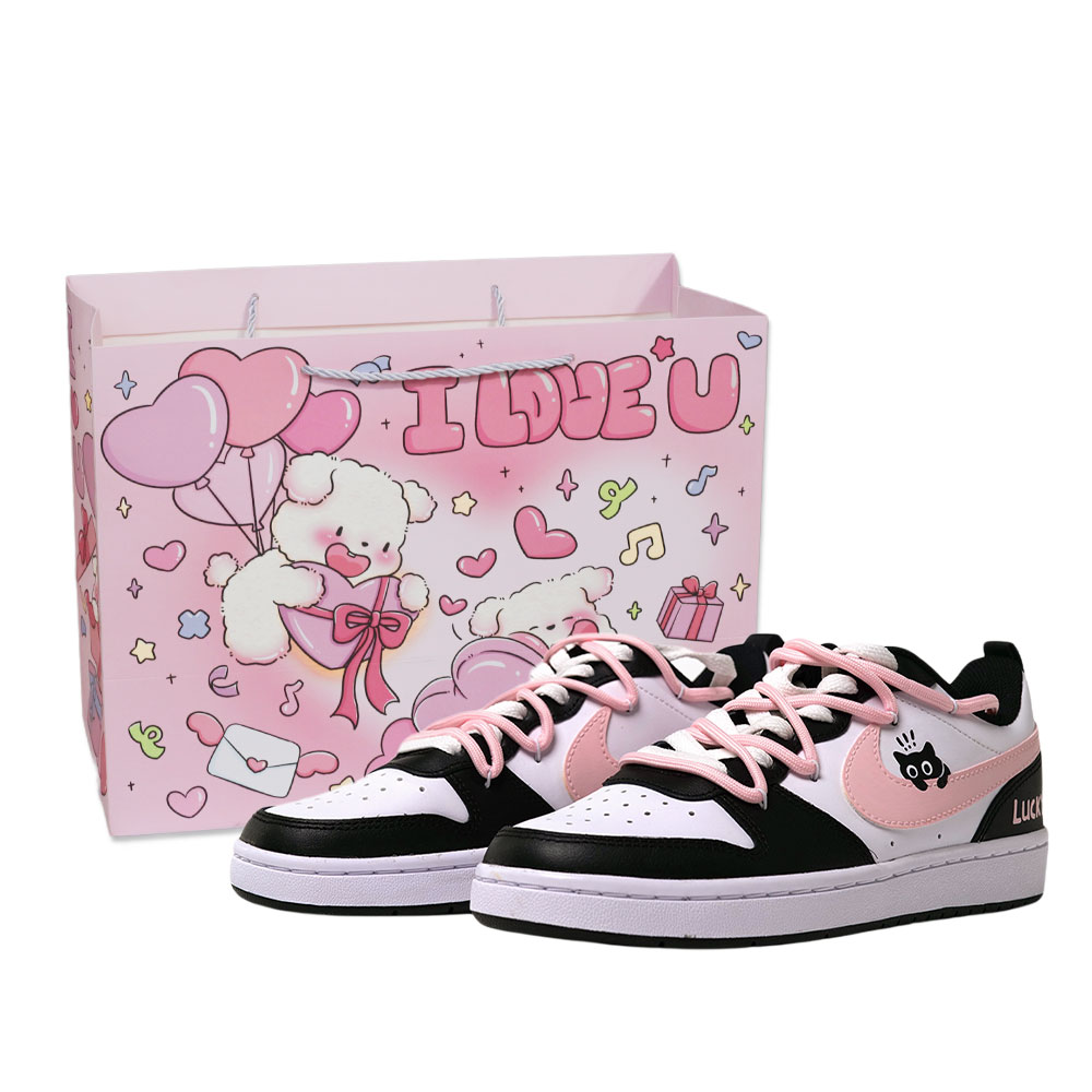 Nike Court Borough Lucky Kitten Slip-Resistant Skateboard Shoes Women's Pink