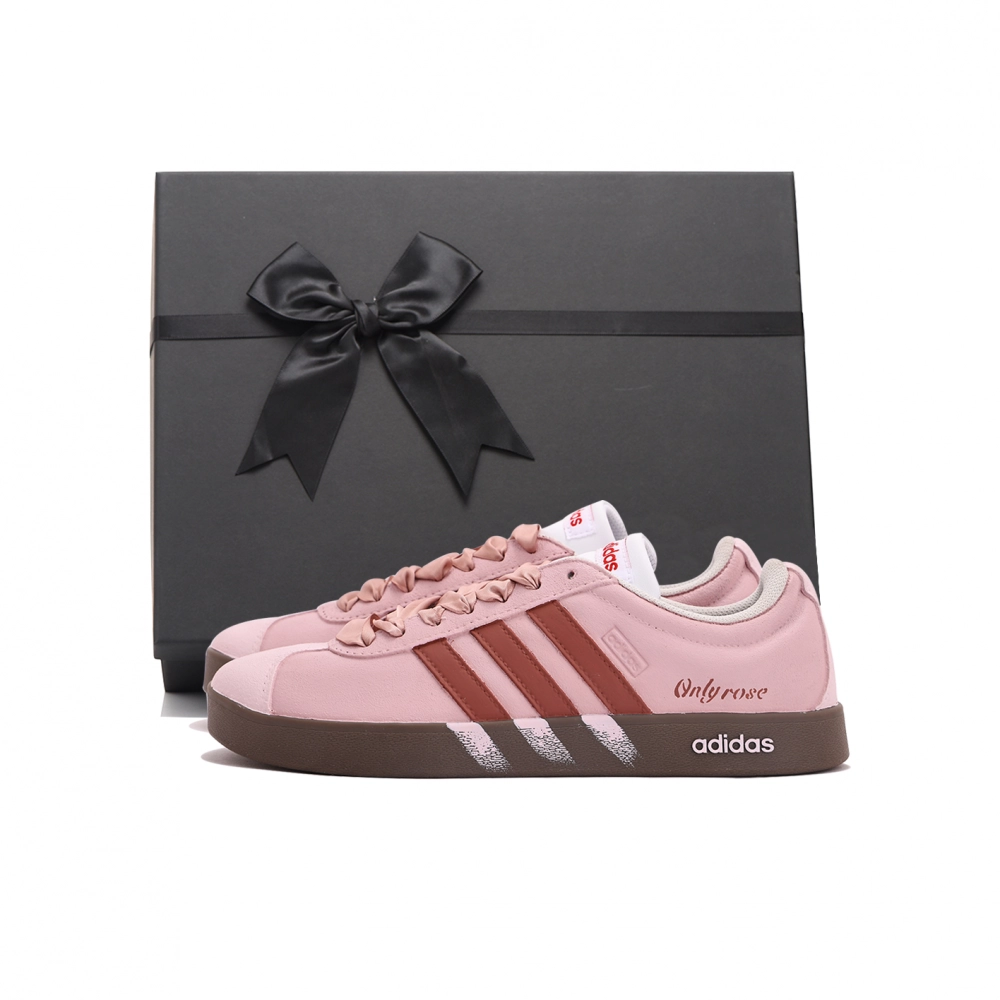 Adidas VL COURT 2.0 Coverage Abrasion Resistant Low top Skateboard Shoes Unisex Red Pink