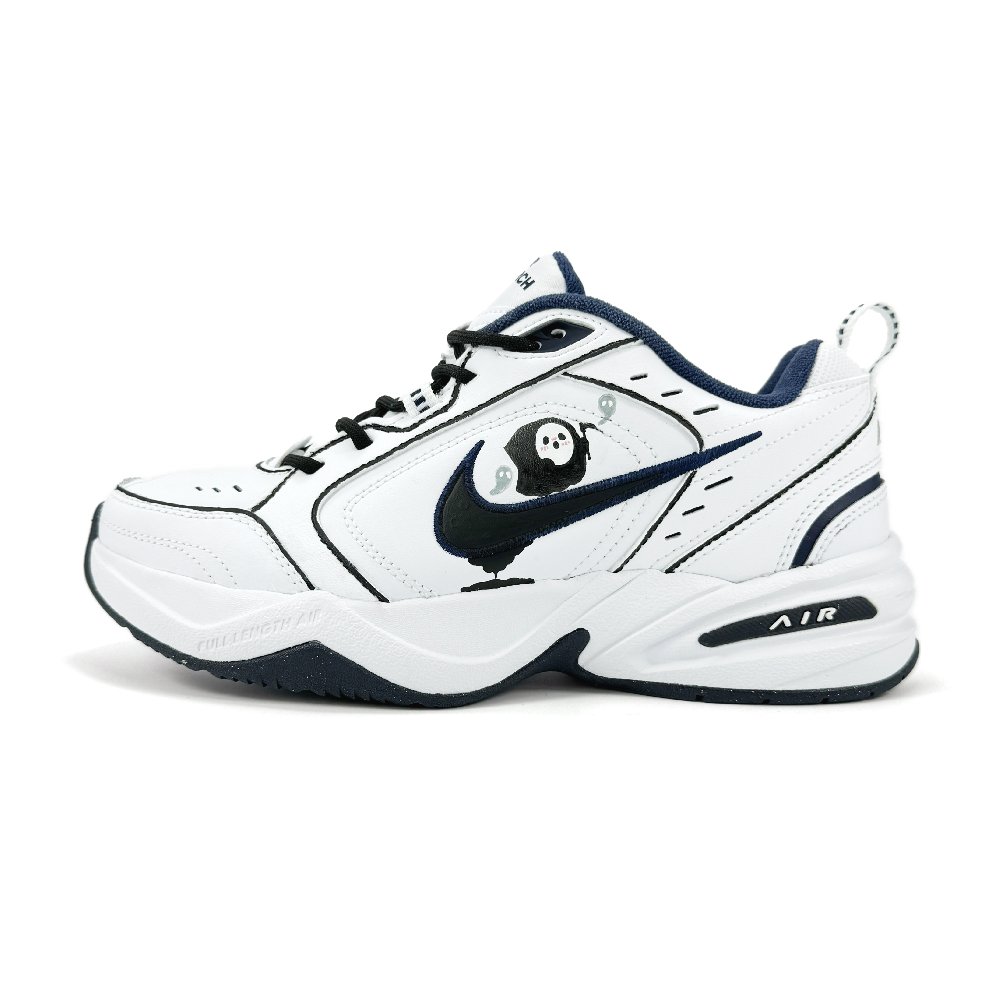 Nike Air Monarch 4 Anti-Slip And Wear-Resistant Height Increasing Low-Top Chunky Sneakers Unisex White Blue Black