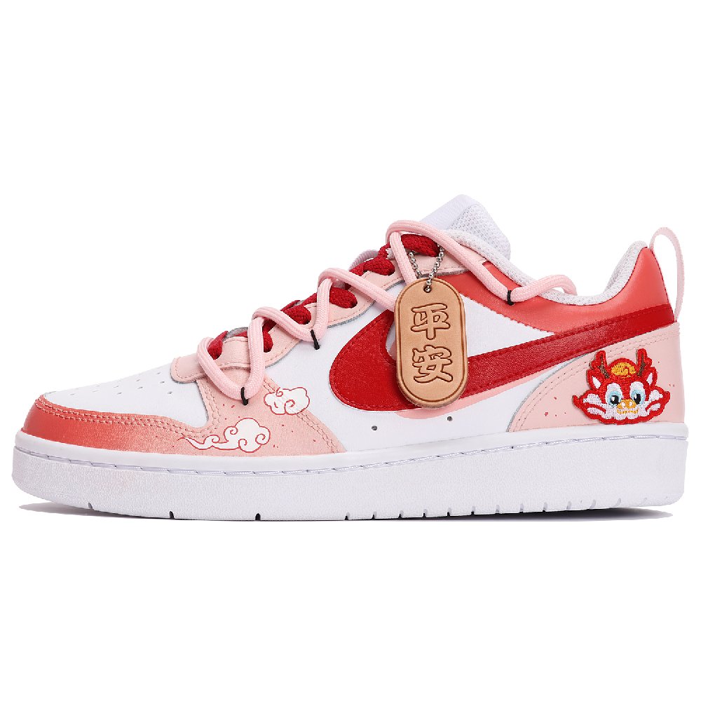 Nike Court Borough Low Low-Top Skateboard Shoes Women's Red White