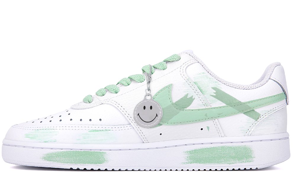 Nike Court Vision Anti-Slip Wear-Resistant Low-Top Skateboard Shoes Unisex White Green
