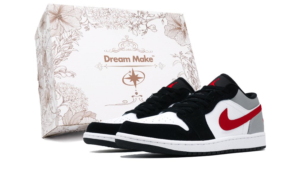 Jordan Air Jordan 1 Anti Slip Wear Resistant Low Top Vintage Basketball Shoes Unisex Black Red