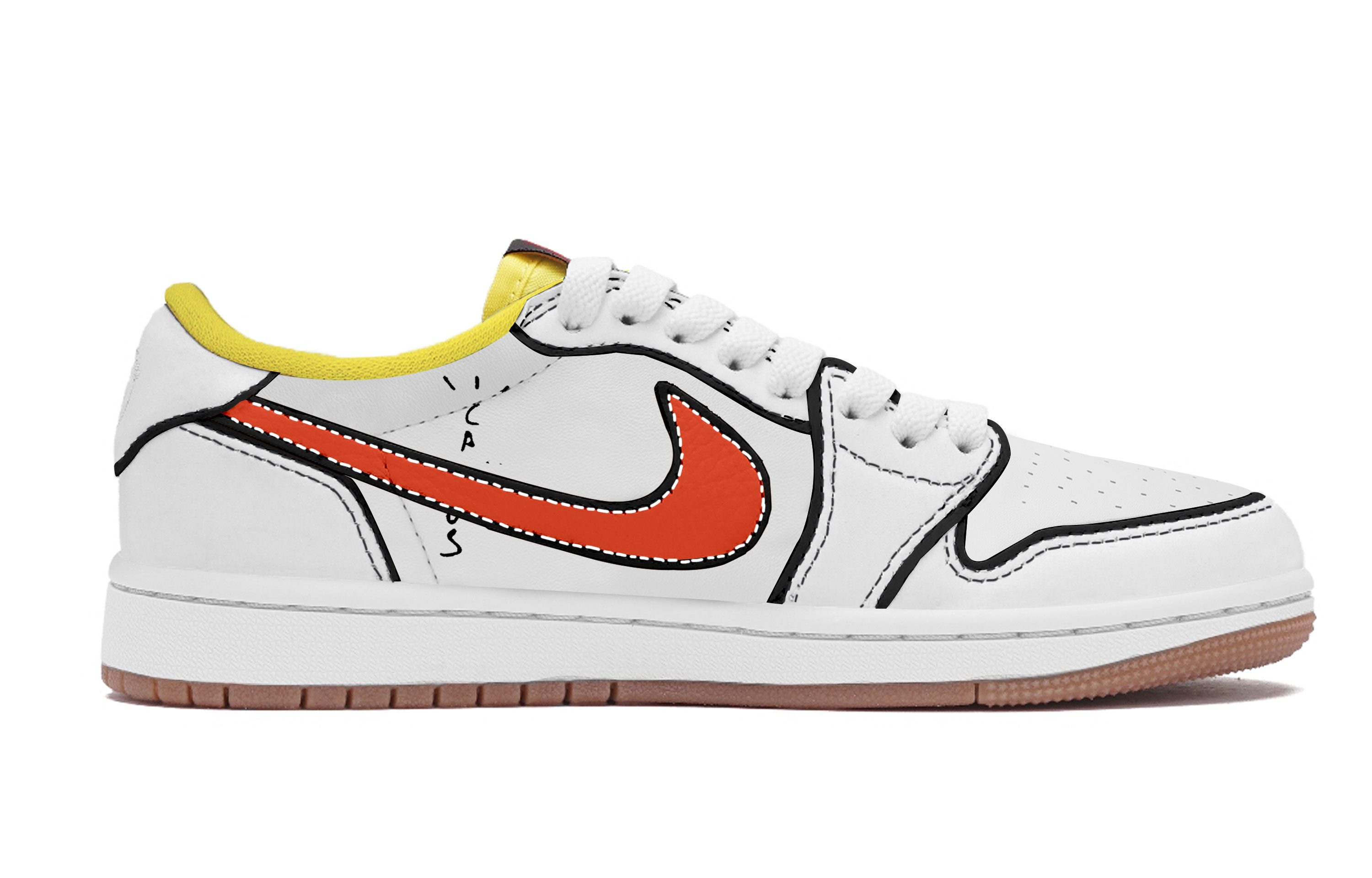 Travis Scott x Jordan Air Jordan 1 White Travis Scott X AJ1 Low top Vintage Basketball Shoes Unisex White купить в интернет-магазине Yoocart с быстрой доставкой по России.