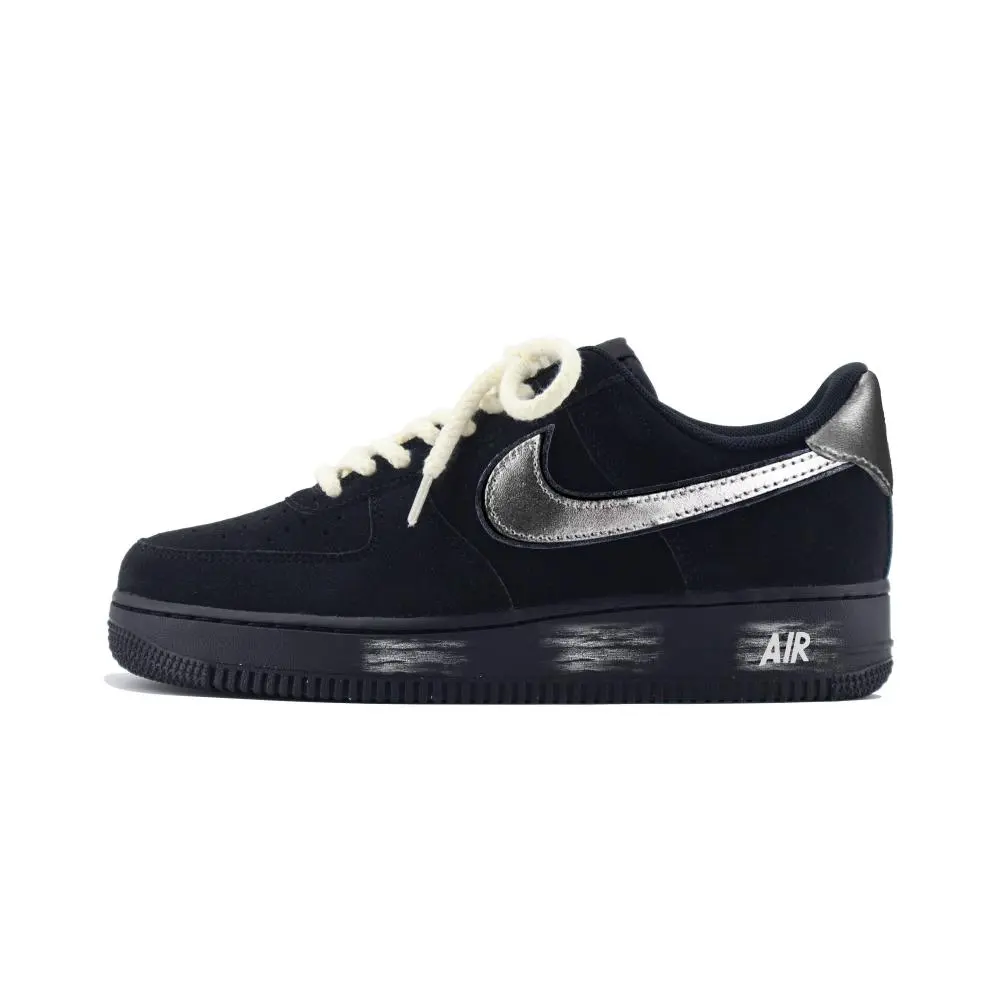 Nike Air Force 1 'Vanta Black' Abrasion Resistant Low Top Skateboard Shoes Unisex Black Silver