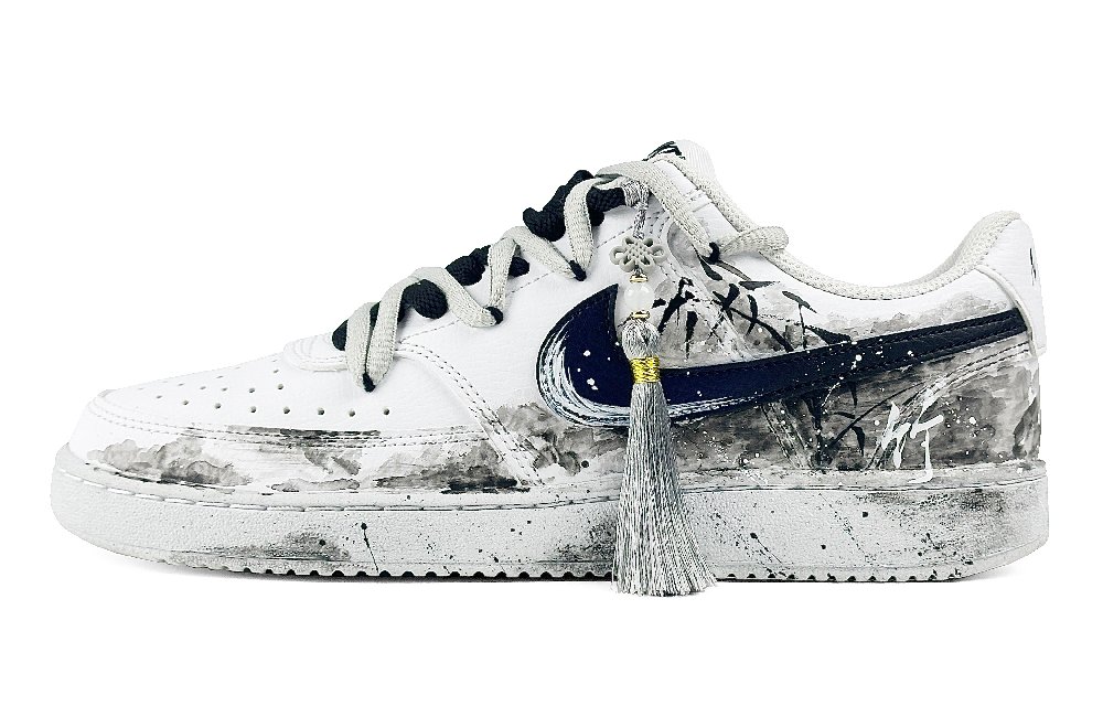 Nike Court Vision 1 Anti-Slip Wear-Resistant Low-Top Skateboard Shoes Unisex White Black