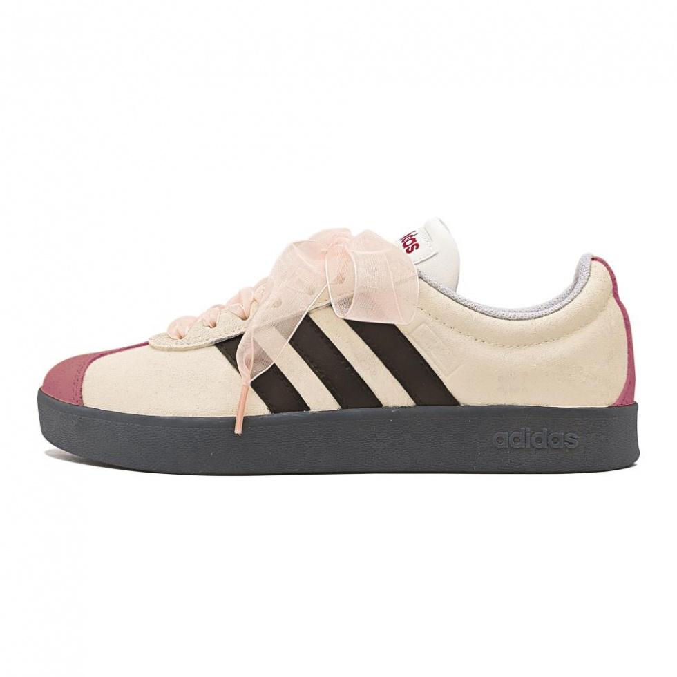 Adidas Neo Vl Court Classic Slip-Resistant Low-Top Skateboard Shoes Unisex Beige Red