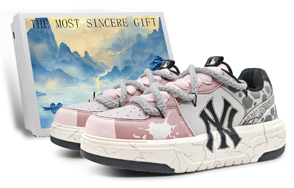 MLB Chunky Liner Low-Top Skateboard Shoes Unisex Gray Pink
