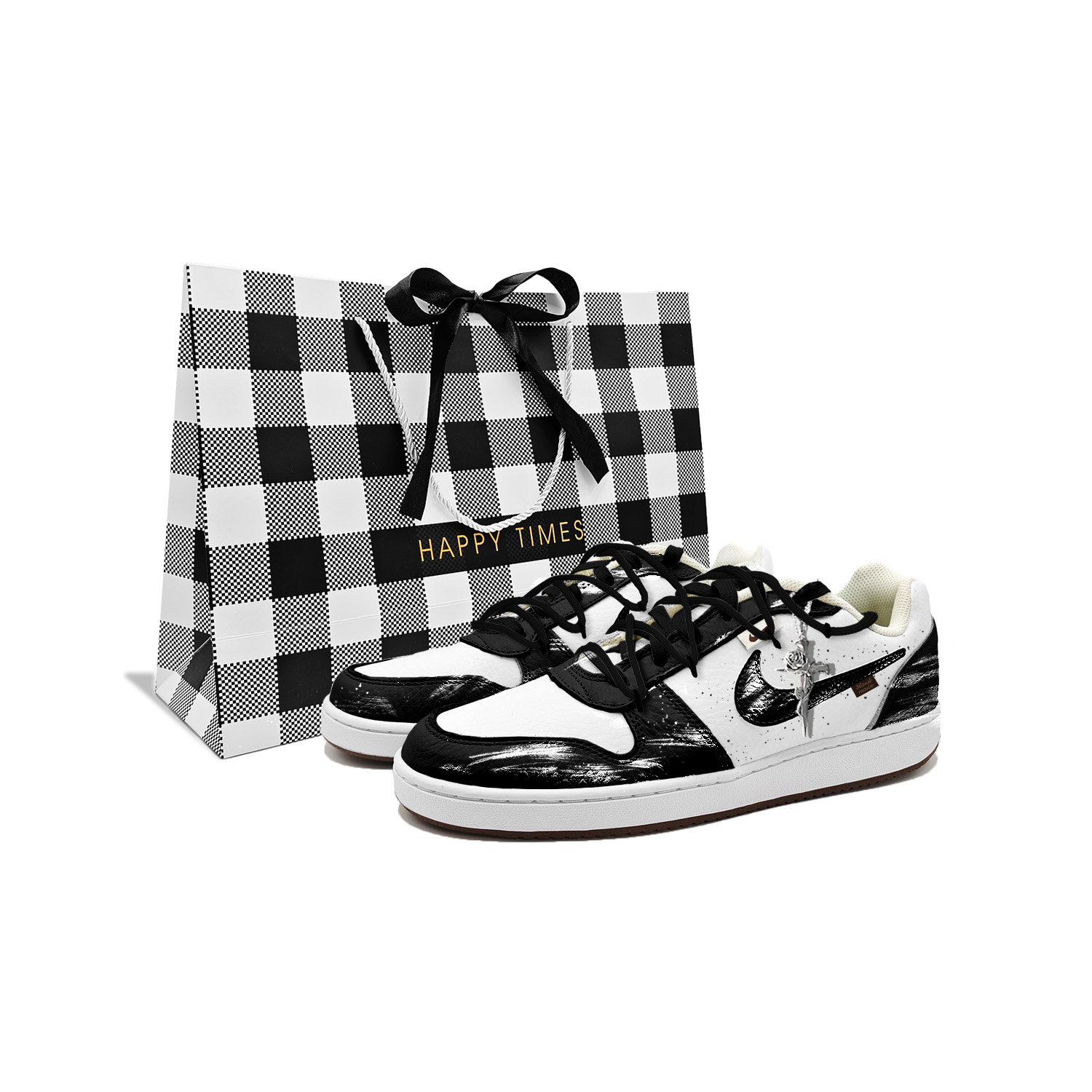 Nike EBERNON Silver Killer Slip Resistant Abrasion Resistant Low top Skateboard Shoes Men's