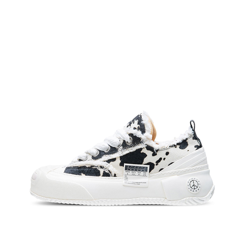 VESSEL G.O.P. 2.0 Marshmallow Lows Cow Print Low-Top Canvas Shoes Unisex Black White