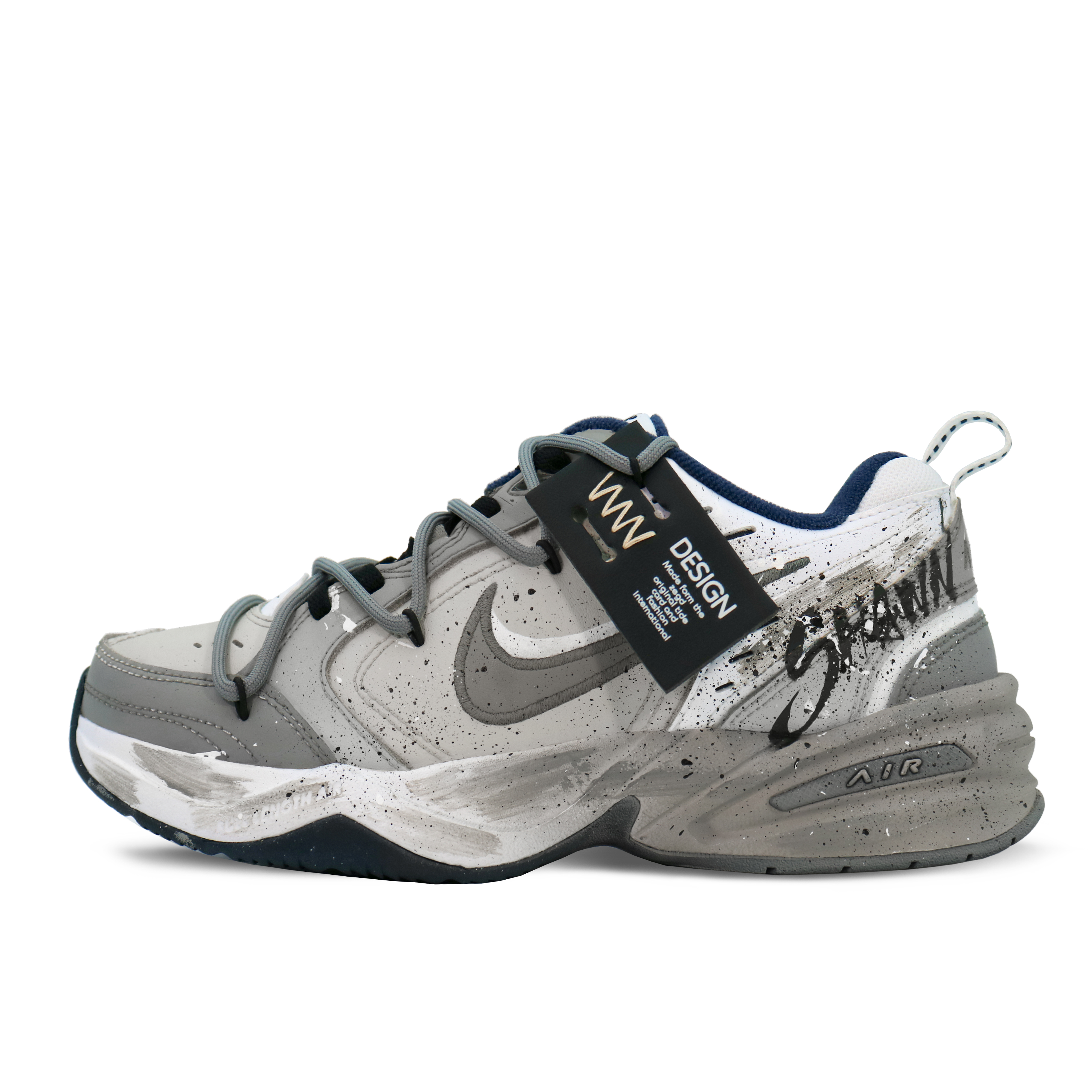 Nike Air Monarch 4 Cushioning Height Increase Low top Chunky Sneakers Unisex Black White Gray