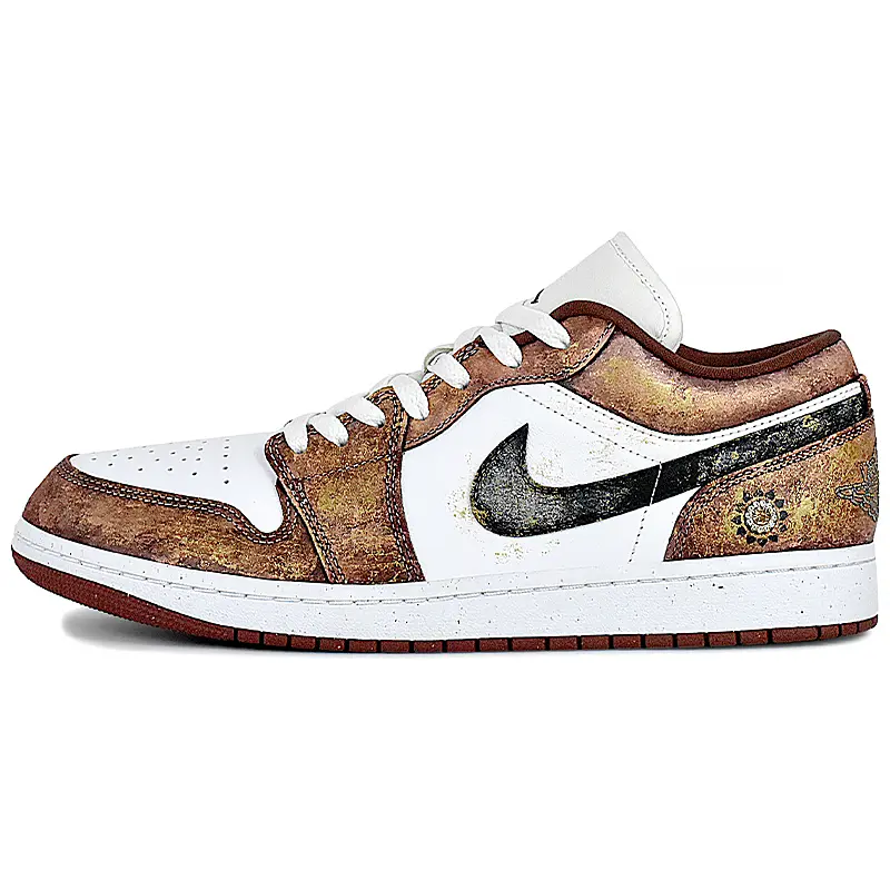 Jordan Air Jordan 1 Abrasion Resistant Low top Vintage Basketball Shoes Unisex White Red Black