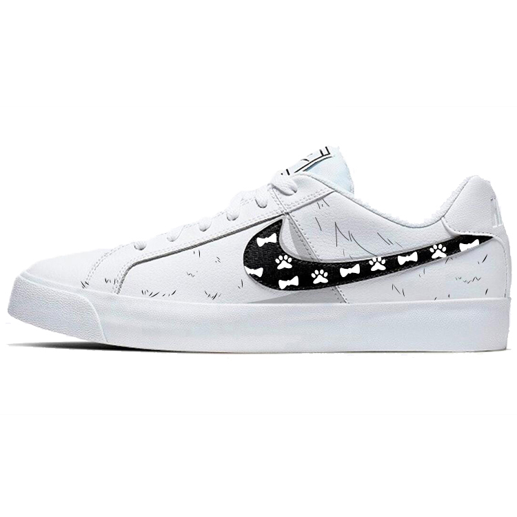 Nike Court Royale Anti-Slip And Wear-Resistant Lightweight Low-Top Skateboard Shoes Unisex White Black