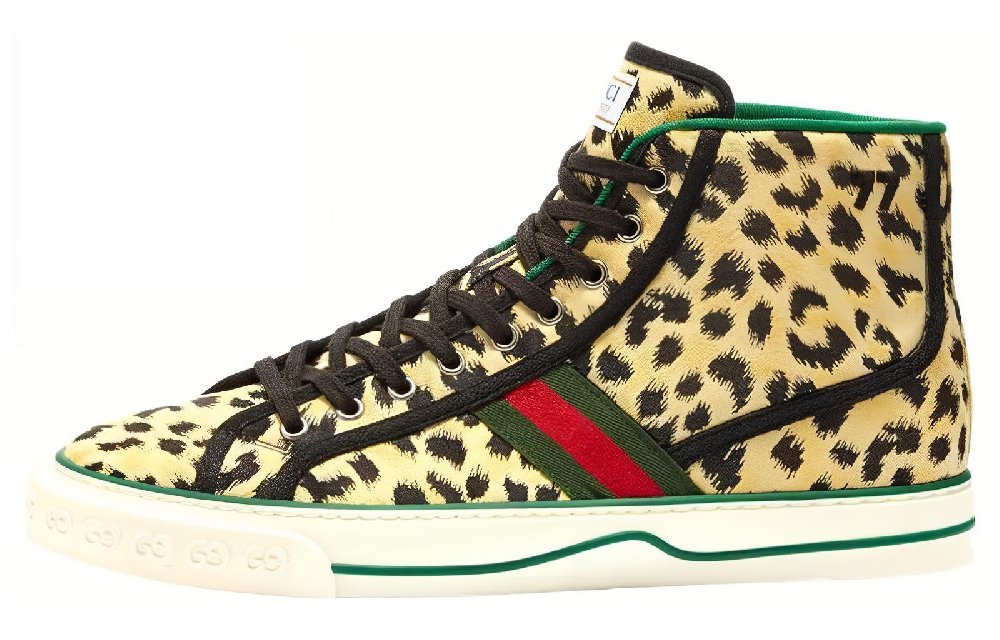 GUCCI Tennis 1977 Slip Resistant Shock Absorbers High Top Skateboard Shoes Men's Yellow Black