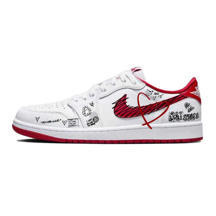 JORDAN Air JORDAN 1 Vintage Basketball Shoes Men Low-Top White Red