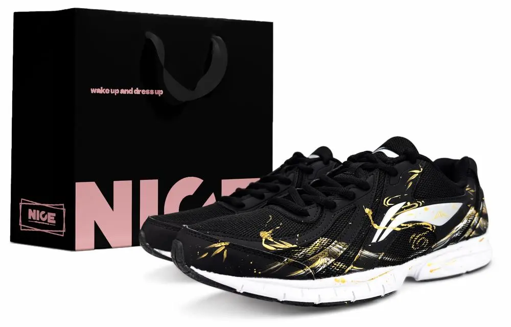 LiNing Shock Absorbers Slip Resistant Abrasion Resistant Low Top Casual Running Shoes Men's Black