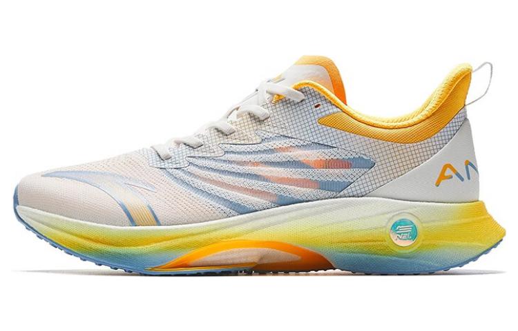 Anta MACH 3.0 Anti-Slip Wear-Resistant Low-Top Running Shoes Men's White Blue Yellow
