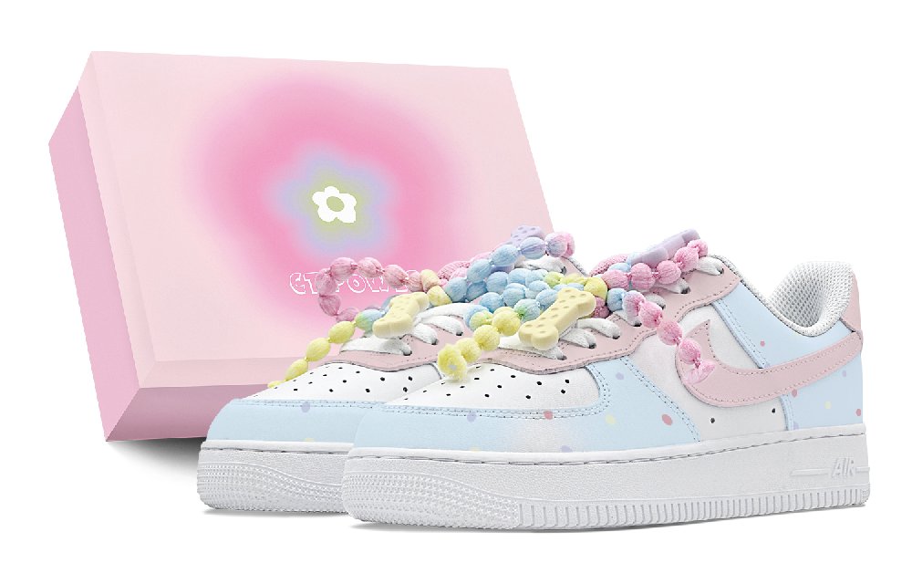 Nike Air Force 1 Low Air Force 1 Anti-Slip Wear-Resistant Low-Top Skateboard Shoes GS Blue Pink