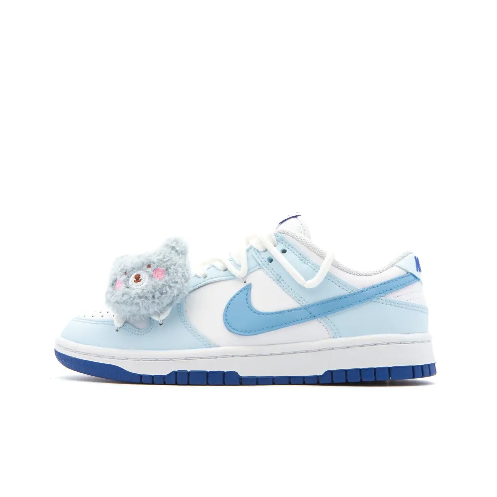 Nike Dunk Blue Bear Amber Slip-Resistant Cushioning Abrasion-Resistant Low-Top Skateboard Shoes GS White Blue