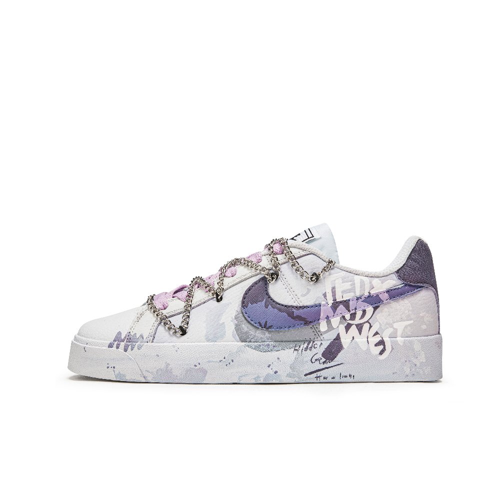 Nike Court Royale Anti-Slip Wear-Resistant Low-Top Skateboard Shoes Unisex White Purple
