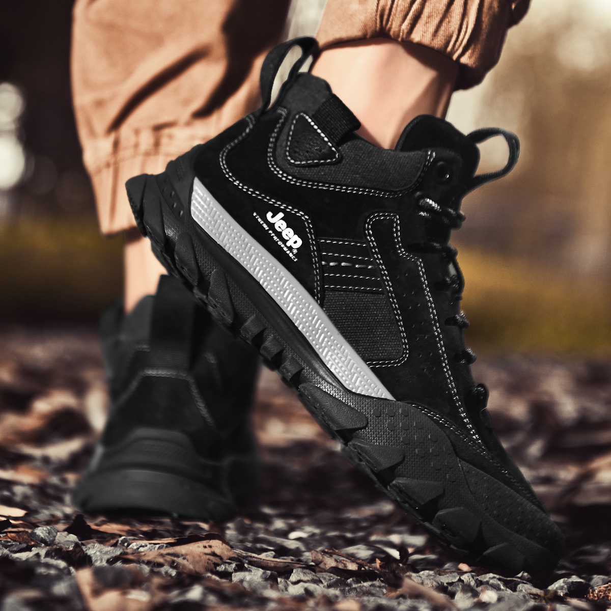 Jeep Mid Top Outdoor Shoes Men's Black купить в интернет-магазине Yoocart с быстрой доставкой по России.