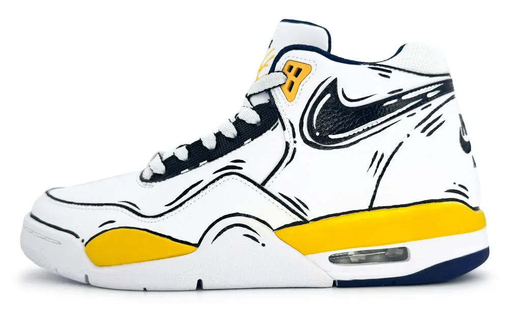 Nike Flight Legacy Anti Slip Wear Resistant Mid Top Vintage Basketball Shoes Men's Black White