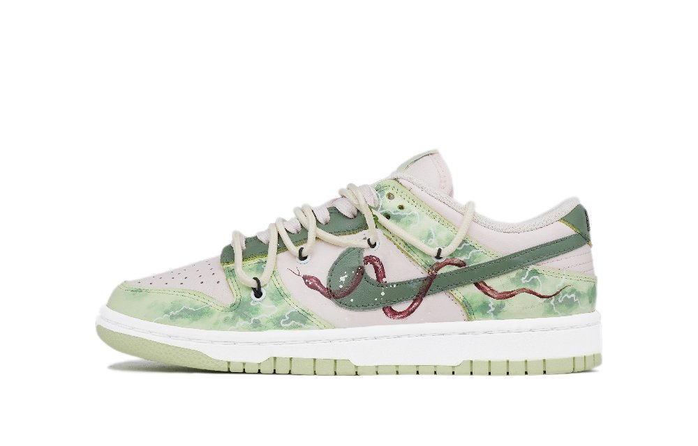 Nike Dunk Cushioned Wear-Resistant Slip-Resistant Low-Top Skateboard Shoes Women's Yellow Green
