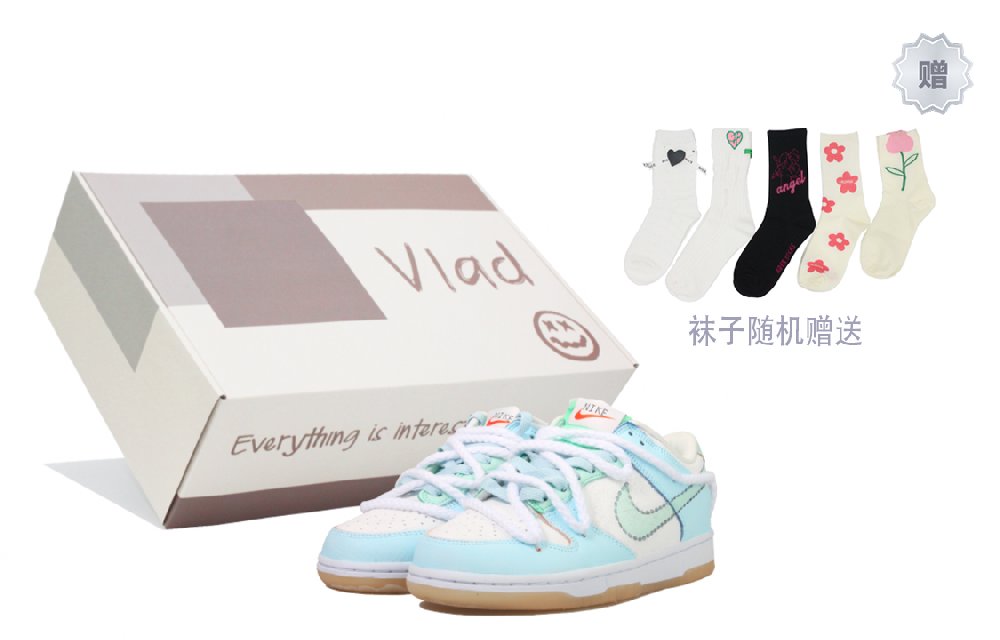 Nike Dunk Low Low-Top Skateboard Shoes GS White Blue