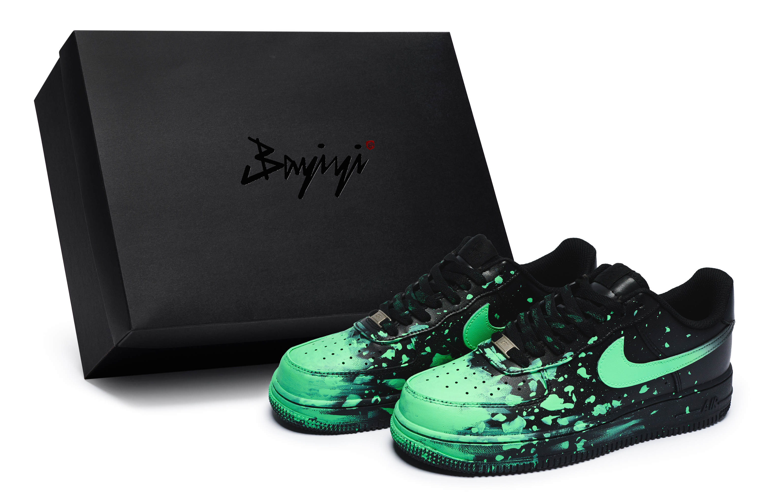 Nike Air Force 1 07 811 Manufacture Crazy Graffiti Green Special Shoe Box Low-Top Skateboard Shoes Unisex Black Green