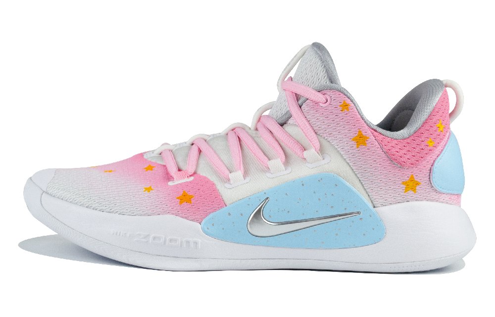Nike Hyperdunk X Miami Star Anti Slip Wear Resistant Low Top Performance Basketball Shoes Men's Pink White Blue