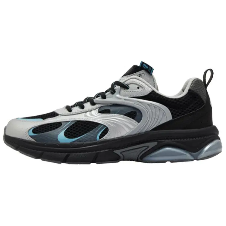 361° Anti-Slip Wear-Resistant Low-Top Casual Shoes Men's Black Silver