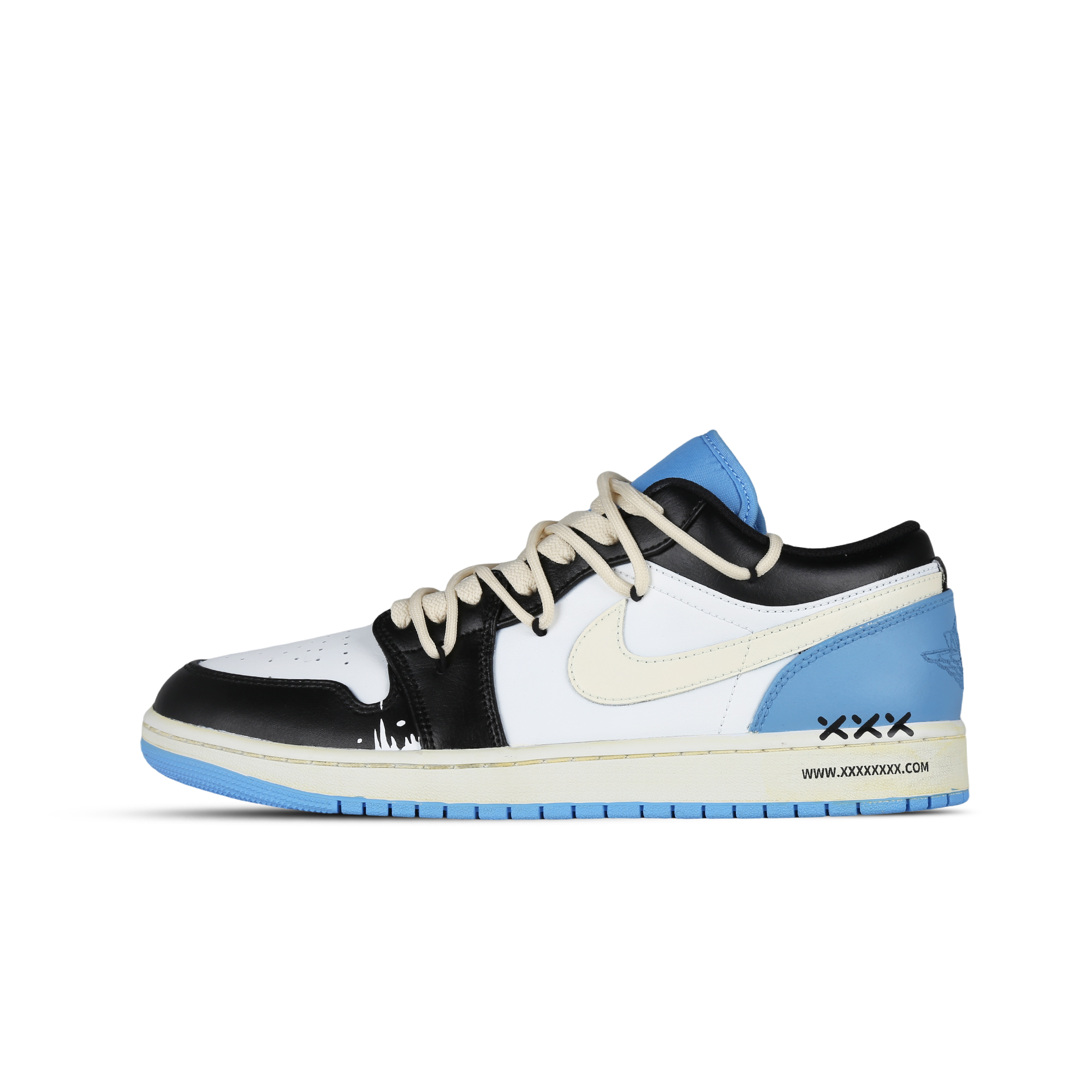 Jordan Air Jordan 1 Low Wear-Resistant Low-Top Vintage Basketball Shoes GS White Blue