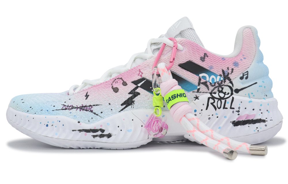 Adidas Pro Bounce 2018 Anti Slip Wear Resistant Low Top Basketball Shoes Men's Pink